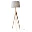 Natural Ash Tripod Floor Lamp with Gray Fabric Shade