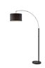 Modern Black Adjustable Arc Floor Lamp with Recycled Fabric Shade