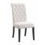 Beige Linen Tufted Upholstered Side Chair with Wood Legs