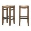 30" Brown Wood Backless Saddle Style Bar Stools - Set of Two