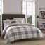 Queen Gray and Red Plaid Cotton Duvet Cover Set