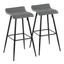 Ale 30" Gray Faux Leather and Black Steel Bar Stools, Set of 2