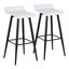 Ale White Faux Leather and Black Metal Bar Stools, Set of 2