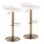 Cream Velvet Adjustable Swivel Barstool with Gold Metal Base