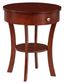 Mahogany Round Wood and Metal End Table with Storage