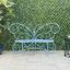 Charming Blue Metal Butterfly Garden Bench for Two