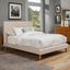 Light Grey Linen Upholstered Queen Pine Platform Bed with Slats