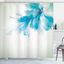 Blue Ombre Floral Water-Resistant Fabric Shower Curtain 69"Wx84"L