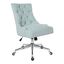 Amelia Swivel Armless Office Chair in Mint Blue with Chrome Base