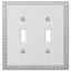 Greek Key Frosted Chrome 2-Gang Metal Toggle Wall Plate