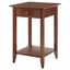 Espresso Solid Wood Square End Table with Drawer & Shelf