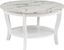 Heritage 30" Round White Faux Marble Coffee Table with Shelf