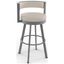 Glossy Gray and Cream Swivel Counter Stool with Metallic Frame