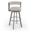 Beige Faux Leather Swivel Bar Stool with Metallic Frame