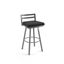 Black Faux Leather Swivel Counter Stool with Metallic Frame