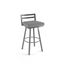 Derek 30" Swivel Contemporary Bar Stool in Grey Polyester and Metallic Grey