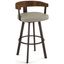 Greige and Dark Brown Swivel Counter Stool with Wood and Metal Frame