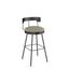 Greige Faux Leather Swivel Counter Stool with Black Metal Frame