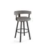 Taupe Grey Faux Leather Swivel Counter Stool with Black Metal Frame