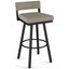 Greige Faux Leather Swivel Counter Stool with Black Metal Frame