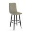 Greige Faux Leather Swivel Bar Stool with Black Metal Frame