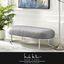 Anakin 53" Grey and Silver Leather Bench with Matte Metal Base