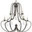 Antique Bronze Nine-Light Chandelier with Crystal Accents