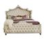 Cream Velvet Upholstered Queen Bed with Tufted Headboard and Drawer