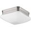 Brushed Nickel Square Flush Mount Ceiling Light with Opal Glass