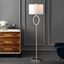 April Elegance 61" Nickel Metal LED Floor Lamp with White Linen Shade