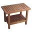 Teak Wood Grate Shower Bench with Shelf, 24 in. Wide