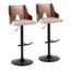 Ariana Adjustable Black Metal Walnut Wood Beige Barstools with Swivel