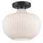 Aristo 12" Black Globe Semi-Flush Ceiling Light with Ribbed Glass Shade