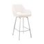 Contemporary White Faux Leather 22" Swivel Chair with Brushed Stainless Steel