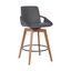 Gray Faux Leather and Walnut Wood Swivel Bar Stool