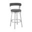 Gray Faux Leather Swivel Counter Stool with Metal Frame