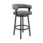 Contemporary Gray/Black Metal Leather Swivel Bar Stool