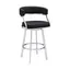 Elegant 38" Black Faux Leather & Metal Swivel Counter Stool