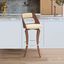Modern 26" Cream Faux Leather & Walnut Wood Swivel Chair