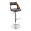 Adjustable Swivel Grey Faux Leather and Walnut Wood Bar Stool