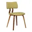 Contemporary Green Upholstered Side Chair with Walnut Wood Frame