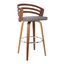 Jayden Gray Faux Leather and Walnut Swivel Bar Stool