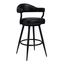 Vintage Black Faux Leather 26" Swivel Counter Stool with Metal Legs