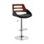 Adjustable Black Faux Leather and Walnut Swivel Bar Stool