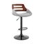 Adjustable Gray Leather and Walnut Wood Swivel Bar Stool