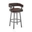 Java Brown Faux Leather Swivel Bar Stool with Metal Frame