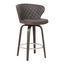 26" Brown Faux Leather Swivel Bar Stool with Wood Base