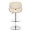 Contemporary Cream Leather Swivel Bar Stool with Chrome Finish