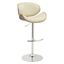 Contemporary Cream Leather Swivel Bar Stool with Chrome Finish