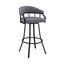 Palmdale 26" Swivel Gray Faux Leather and Black Metal Counter Stool